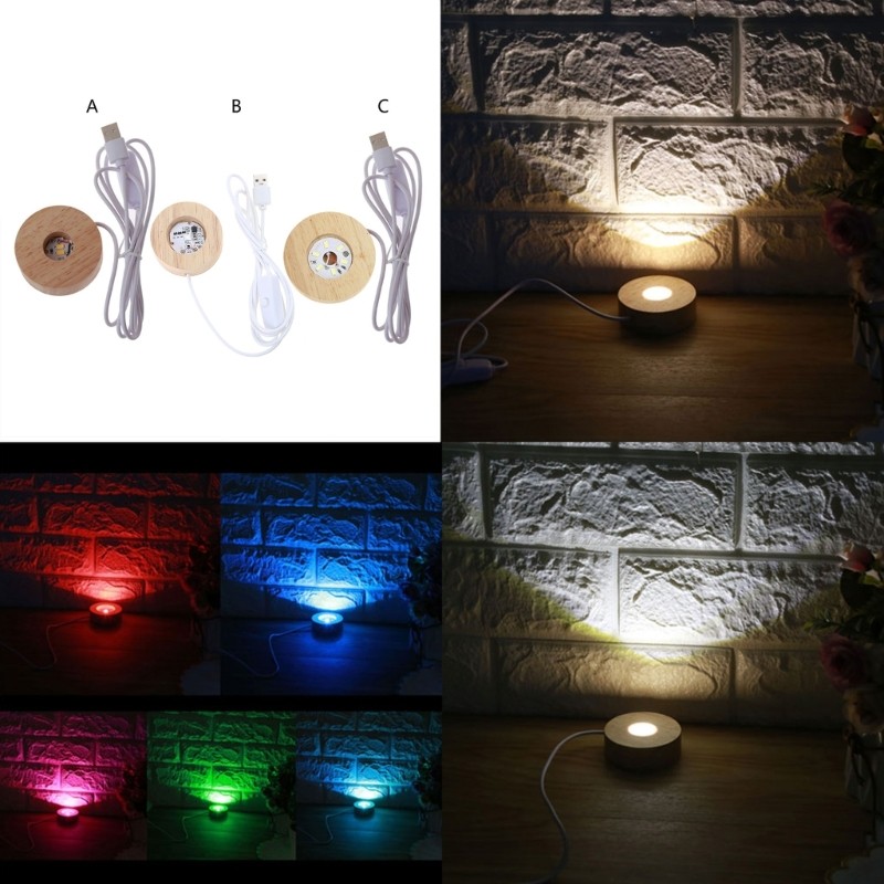 HO 3D Nightlight Display Base Đế đèn LED cho pha lê 3D Glass Resin Art
