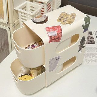 Máy tính để bàn Xe đẩy lưu trữ hai lớp ins Ký túc xá sinh viên Ngăn kéo đa chức năng Mỹ phẩm Chăm sóc da Sản phẩm Hộp sắp xếp