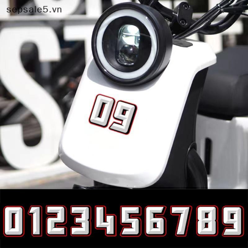 [Hot-d] Nhãn dán phụ kiện xe máy Kiểu dáng và đề can ô tô 0 đến 9 Số Ả Rập sáng tạo Số đua Mũ bảo hi