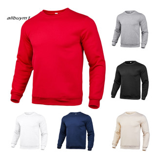 Áo nỉ ALM-Unisex Màu trơn Tất cả các trận đấu Lông cừu cổ tròn Rib Cuff Áo thun cho