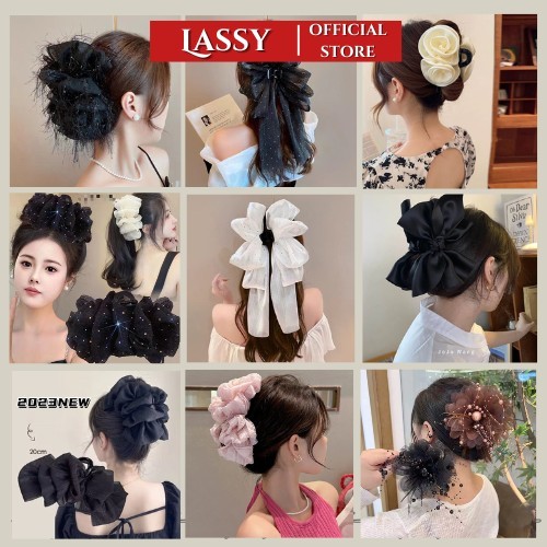 Kẹp tóc nơ tiểu thư Lassy cặp tóc nơ tiểu thư to phong cách hàn quốc