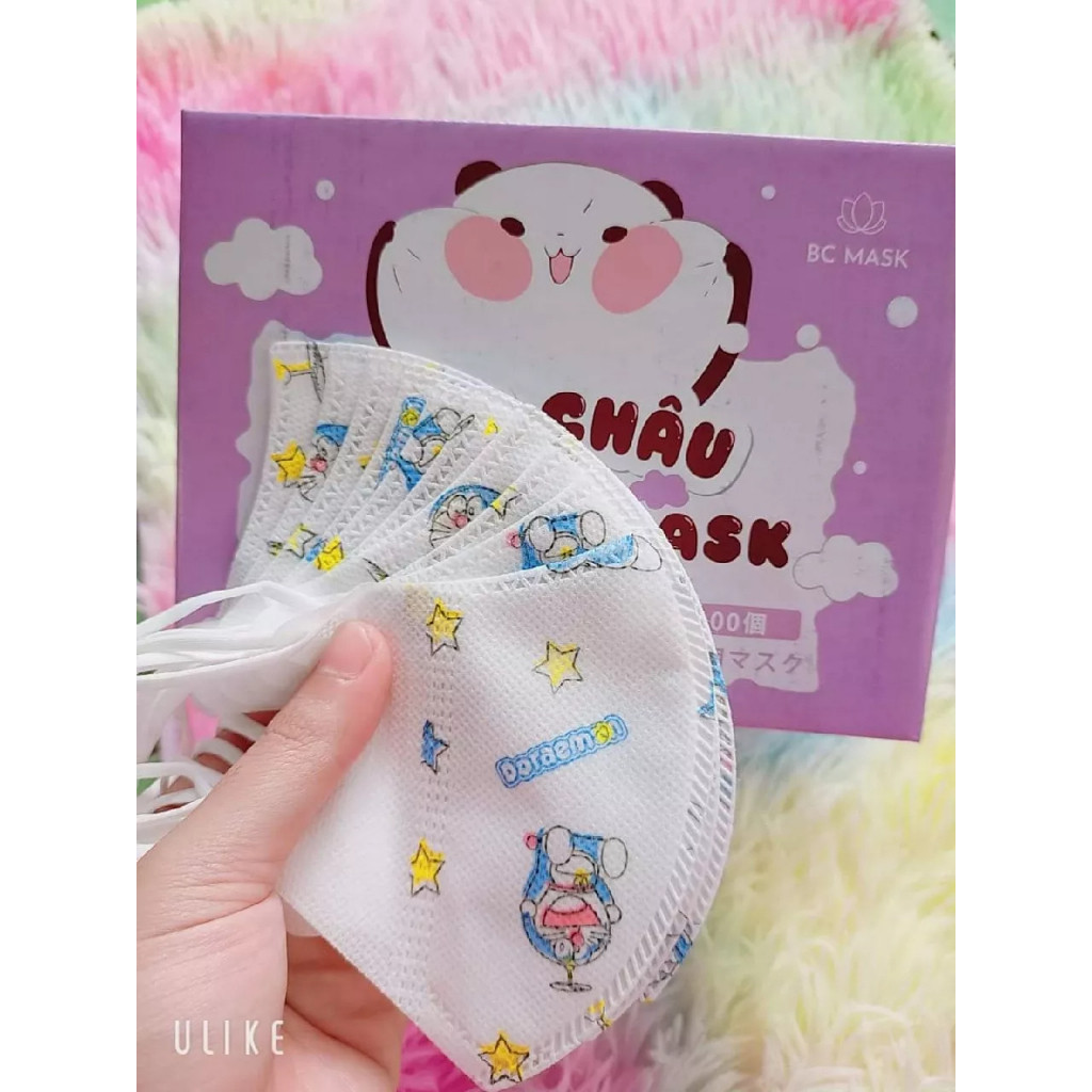 [Hộp 100 chiếc] Khẩu trang trẻ em 5D Kid Bảo Châu kháng khuẩn, kháng bụi và tia UV hiệu quả, cho bé 