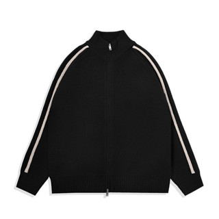  Áo Khoác Len Đơn Form Rộng | Line Track Knit Jacket | 3T Streetwear 