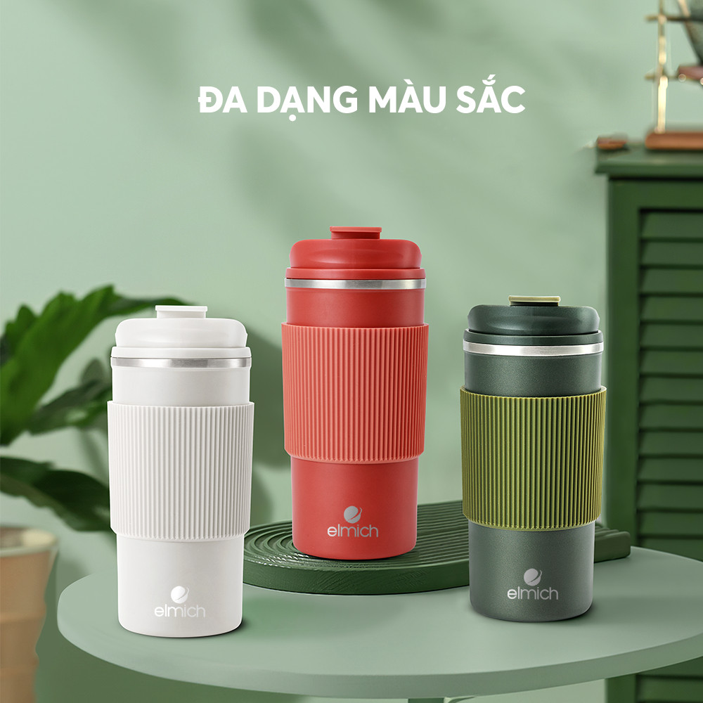 Cốc giữ nhiệt inox 304 Elmich EL8345 - Dung tích 480ml _ Màu Đỏ, Xanh, Trắng - Bảo hành 6 tháng