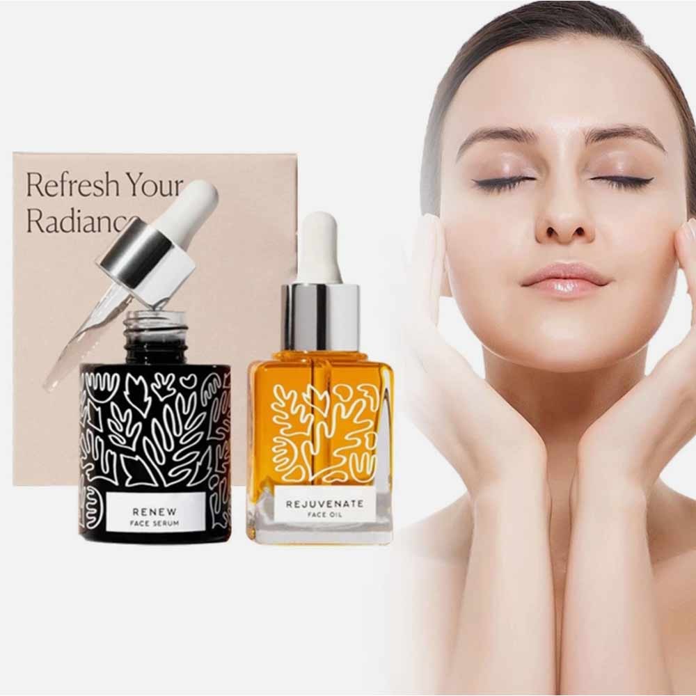 2pcs Facial Oil Serum Set Renew Resurfacing Night Serum +Rejuvenate Restorative Face Oil