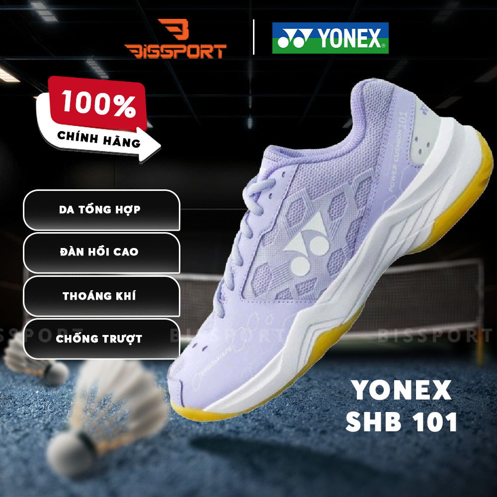 Giày Cầu Lông Yonex SHB101CR Chính Hãng – Tím Full, Đế Cao Su Chống Trơn, Da Chống Bụi, Siêu Bền