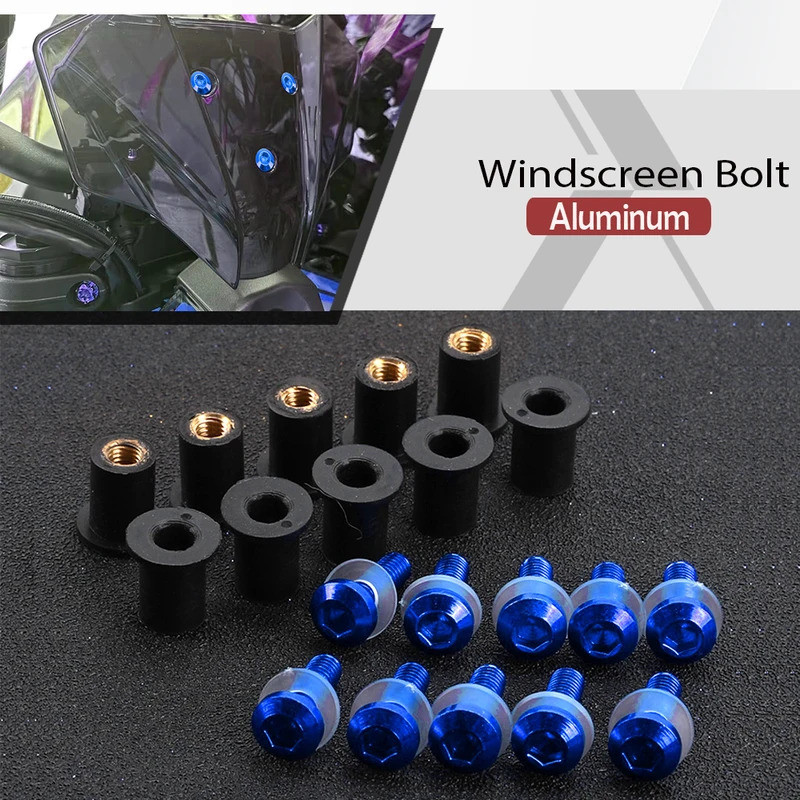 5mm 10 Chiếc Xe Máy Kính Chắn Gió Bu Lông Vít Đai Ốc Dây Bộ Dành Cho Xe YAMAHA NMAX 125 150 155 NMAX