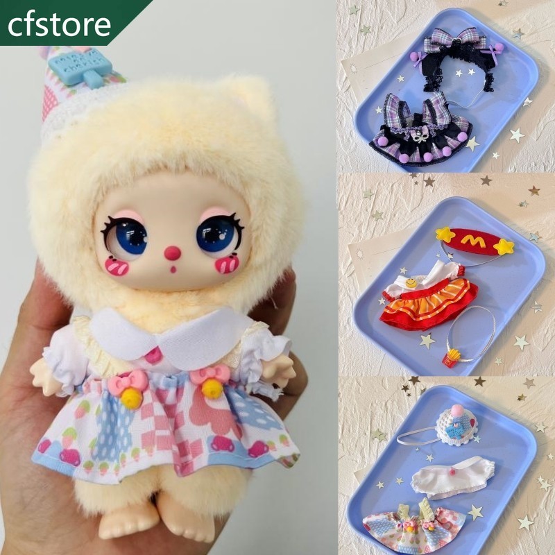 CF Mới Lila Lucky Cat / labubububu Quần Áo Búp Bê Bộ Thời Trang Trang Trang Phục Phụ Kiện Búp Bê Tươ
