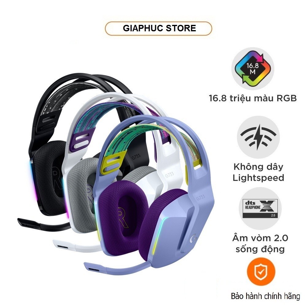 Tai Nghe Không Dây Gaming Logitech G733 Lightspeed RGB màn loa Pro-G, Mic Blue Voice