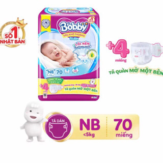 Tã/bỉm DÁN BOBBY lõi nén Cotton-Soft (XS70)NB70/S80/M76 mới