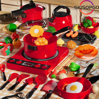  【SKISOPGO Mô phỏng nấu ăn Bộ đồ chơi nấu ăn nhà bếp Bộ nấu ăn Đồ chơi giáo dục thông minh Đồ chơi nướng thịt thông min 