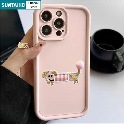 Suntaiho Thời Trang Dễ Thương Vỏ Dachshund Họa Tiết Ốp lưng Iphone 16 15 14 13 12 11 Pro Max IP 7 8 Plus Iphon X Xs XR Xs Max Silicon Mềm Cao Cấp Chống Sốc Ốp Lưng