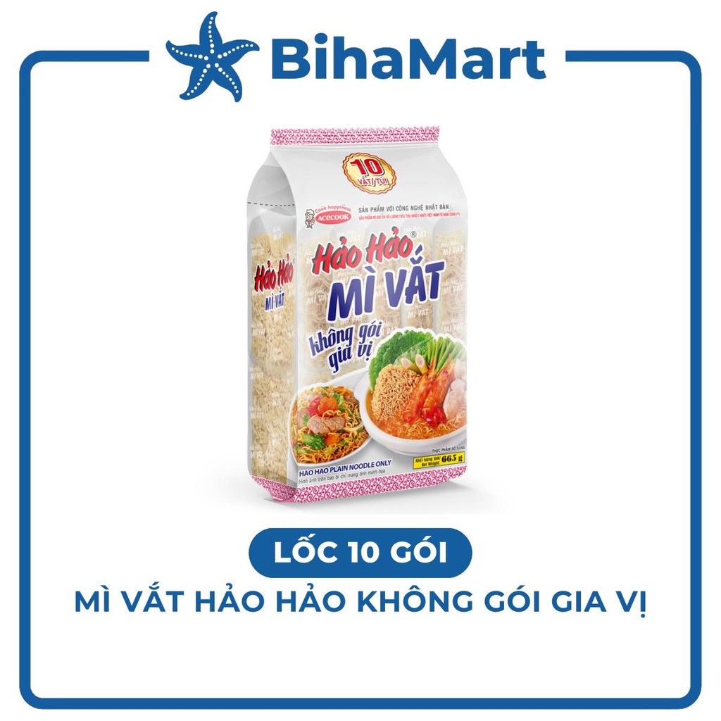 [LỐC10GÓI] - ACECOOK - Mì vắt Hảo Hảo không gói gia vị, Mì vắt không gia vị Hảo Hảo, Mì không gia vị