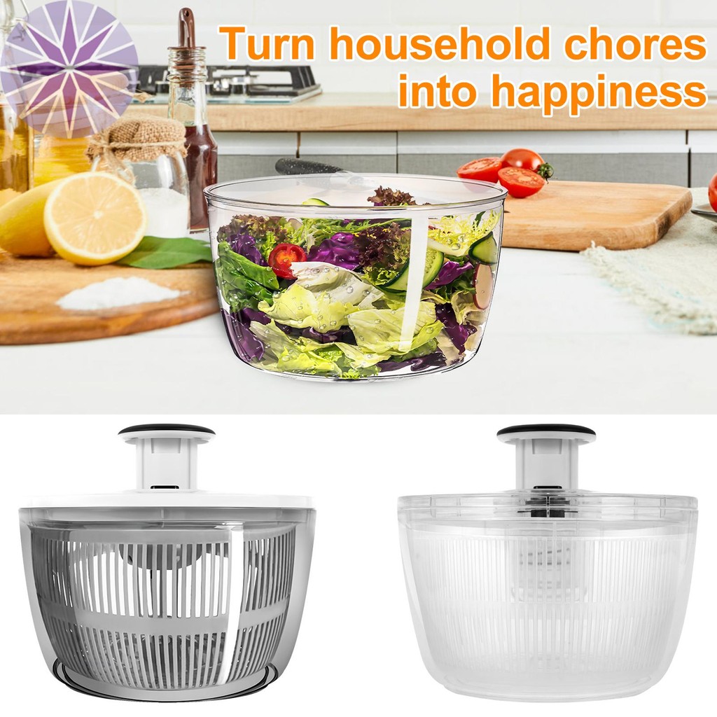 Salad Spinner Máy Sấy Rau Củ Trong Suốt Spinner Có Nắp Máy Sấy Salad Thực Tế Dung Tích Lớn Salad Rây