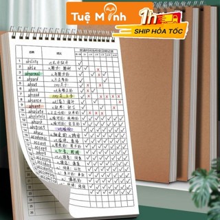 Sổ ghi nhớ học từ mới ngữ pháp S32, thiết kế basic ôn tập ngoại ngữ luyện từ vựng lò xo dọc B5