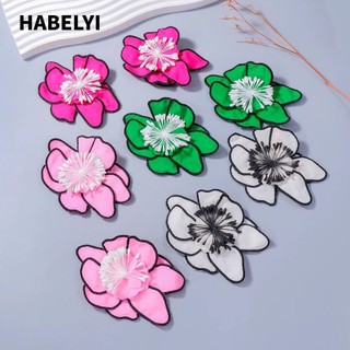Habelyi 1 đôi Bông tai hoa lớn, Bông tai hình hoa 4.13 × 3.03in, Bông tai vải thủ công phong cách Boho chất lượng cao Vintage dễ đeo