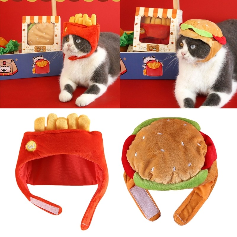 Trái Ấm Áp Sang Trọng Thú Cưng Hamburger Khoai Tây Chiên Mũ Cho Chó Nhỏ Và Mèo Mùa Đông Tai Mũ Bảo V