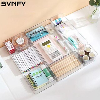 SVNFY Hộp lưu trữ máy tính để bàn, Hộp sắp xếp lưu trữ trong suốt S / M / L / XL / XXL, Hộp sắp xếp mỹ phẩm hình chữ nhật ngăn kéo bằng nhựa bền