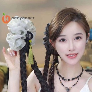 < Honeyheart > Kẹp Tóc Nơ Lưới Phong Cách Trung Hoa Mới Cho Nữ Mô Phỏng Tóc Giả Bện Ở Mặt Sau Đầu Kẹp Cá Mập Mũ Đẹp