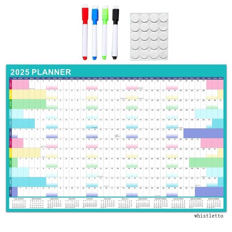 Whi 2025 Full Year to View Calendar Planner with Marking and Dính Dot Sticker