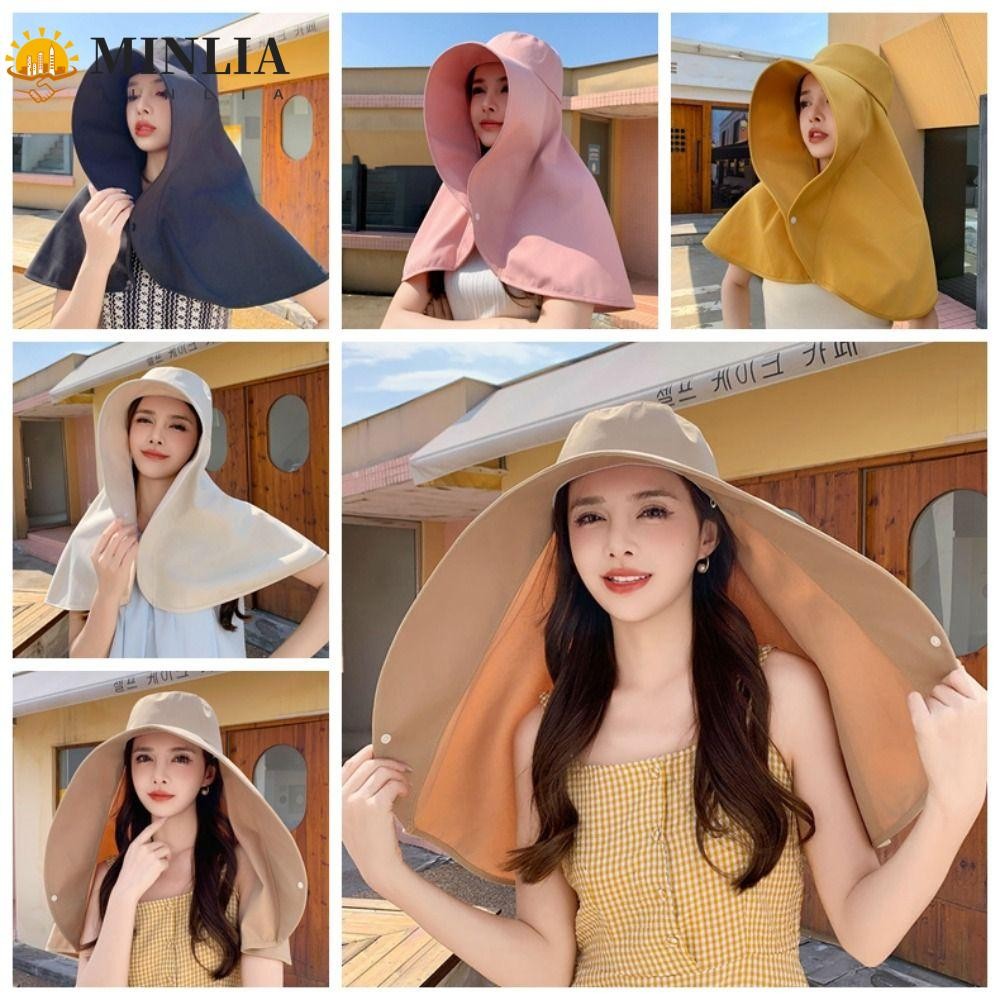 Khăn choàng MINLIA Mũ ngư dân, Mũ leo núi vành rộng bảo vệ cổ, Tấm che nắng đơn giản chống nắng chống tia cực tím Mũ chống nắng mùa hè
