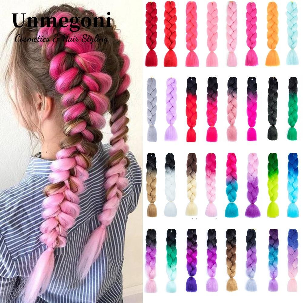 UNMEGONI Jumbo Braid, 24 Inch Ombre Braiding Hair Extension, Hairpiece Chịu Nhiệt Tổng Hợp Nữ DIY Ha