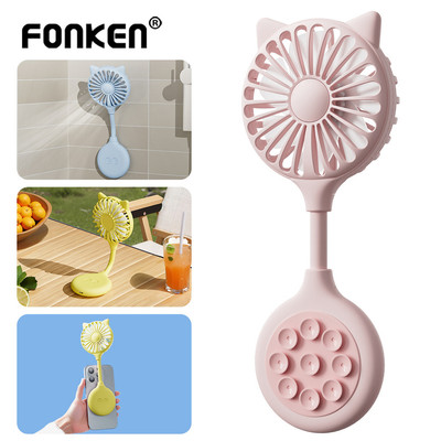 Fonken Hút Quạt Mini Sạc USB Có Thể Điều Chỉnh Có Thể Gập Lại Quạt Cầm Tay Cho Điện Thoại Tường Sau Máy Tính Để Bàn Ngoài Trời