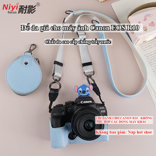 Hộp đựng máy ảnh bằng da Canon R10 Half Case Canon EOS R10 Túi bảo vệ da họa tiết vải thiều