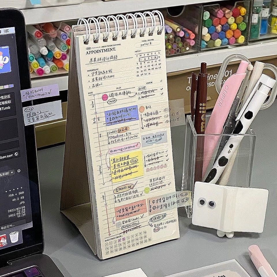 Sổ kế hoạch lịch để bàn Sổ tay di động Sổ kế hoạch đơn giản của học sinh Lịch để bàn dọc Sổ ghi chú 