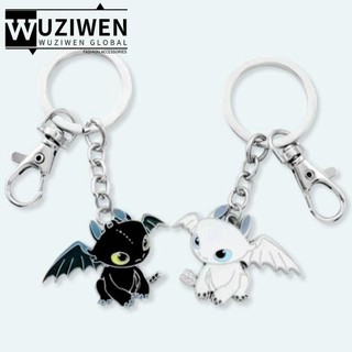 Móc khóa WUZIWEN, Rồng bay màu đen Punk, Quà tặng đồ chơi màu trắng hoạt hình Túi mặt dây chuyền Anime