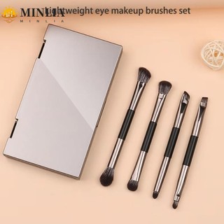Bộ cọ phấn mắt MINLIA, Bàn chải kẻ mắt Bộ cọ trang điểm du lịch đa chức năng, Dụng cụ làm đẹp Bút chì lông mày Bộ cọ mỹ phẩm hai đầu di động Cặp đôi