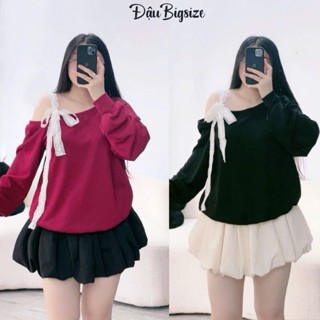  Set Bộ Tiểu Thư Bigsize Nữ Áo Kiểu Trễ Vai Kèm Chân Váy Bí Vải Xoe Mềm Mịn Cho Chubby Lên Phom Xinh Xắn SET931 