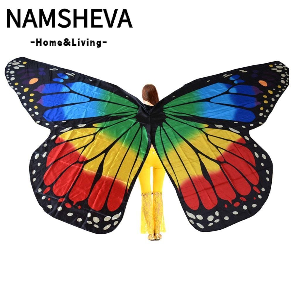 Namsheva Belly Dance Wings, Party Carnival Butterfly Wings, Universal With Sticks Rainbow Wings Lễ h