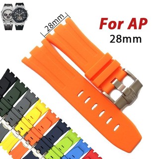Dây đeo đồng hồ silicon 28mm cho AP 15710 / 15703 Audemars Piguet Royal Oak Offshore Series Dây đeo cao su tự nhiên Vòng tay nam Khóa chốt bạc có từ