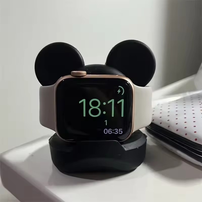 Để Bàn Giá Đỡ Cho for Apple Watch Series 10 9 8 7 6 SE 5 4 Đế Sạc Silicon Cho iWatch 46mm 45mm 44mm 