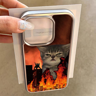 Ốp meme Mèo iPhone 16 Pro Max 15 14 XR 13 12 11 Pro Max 8 7 Plus X Xs Max Se 2020 13 12 11 Mềm Sang Trọng Khung Mạ Điện Trong Suốt