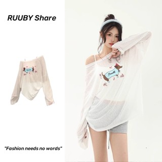 Áo chống nắng nữ tay dài thiết kế trễ vai nữ tính đi cùng áo khoác mỏng nhẹ phong cách streetwear dành cho các bạn trẻ