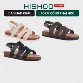  Dép Sandal đế trấu Horus birken nam nữ unisex quai ngang chữ H premium đi học công sở bigsize chính hãng Hishoo B115 