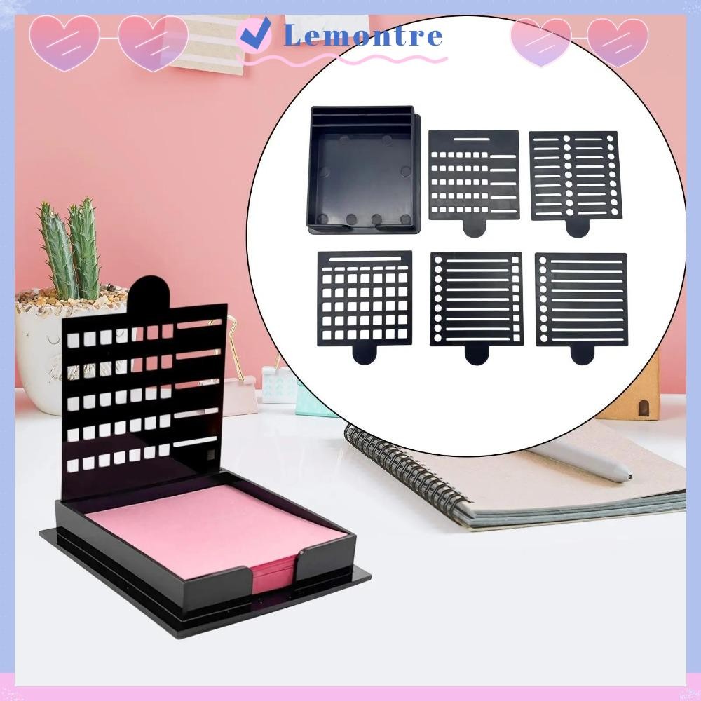 LEMONTRE Sticky Note Stencil, Sticky Note Organizer Note Box Bộ đựng ghi chú dính, Bản mẫu vẽ dòng C