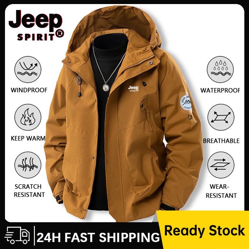  Áo khoác chống nước JEEP SPIRIT dành cho nam và nữ Áo khoác có mũ trùm đầu chống gió 