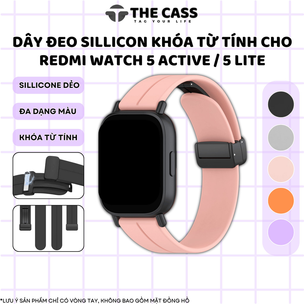 Dây Đeo Sillicon Chống Bám Bẩn Có Khóa Nam Châm Dành Cho Xiaomi Redmi Watch 5 Active / 5 Lite