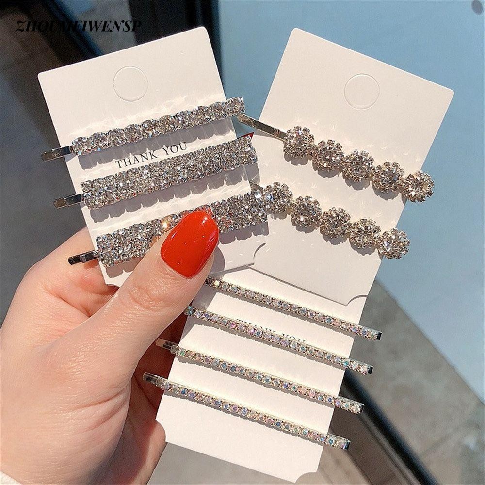 ZHOUMEIWENSP  Shining Crystal Barrettes Phong Cách Hàn Quốc Bingbing Tạo Kiểu Tóc Bộ Kẹp Tóc