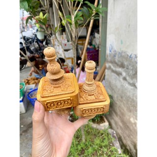  Nậm tre vuông lắp lồng chim chào mào - Triện hoa mai kim tiền tang 