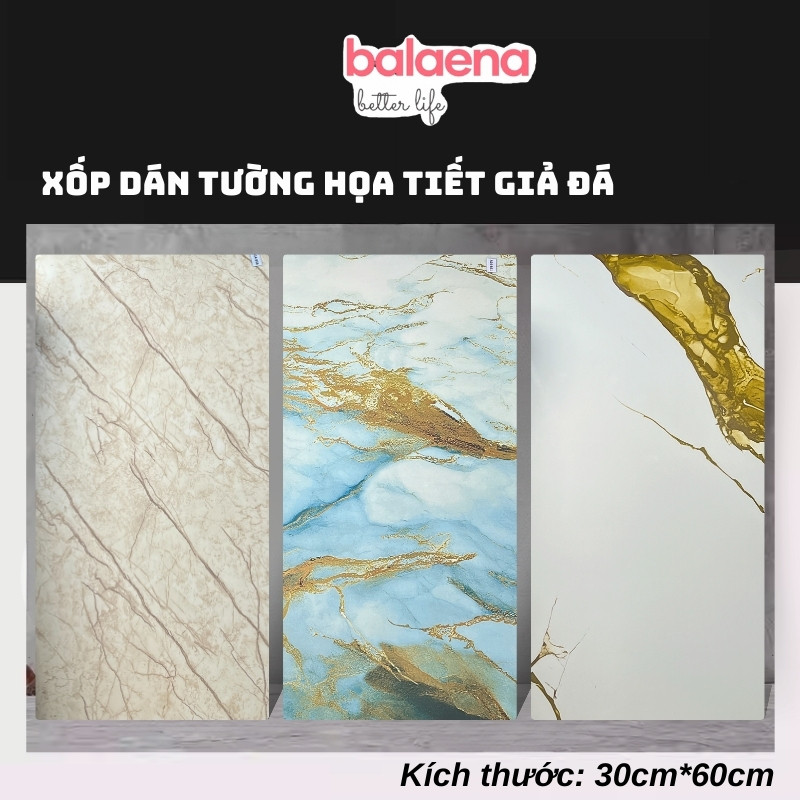 Miếng dán tường giả đá thạch anh phủ pvc bóng cao cấp, xốp nhựa dán tường giả gạch men giá rẻ 30x60c