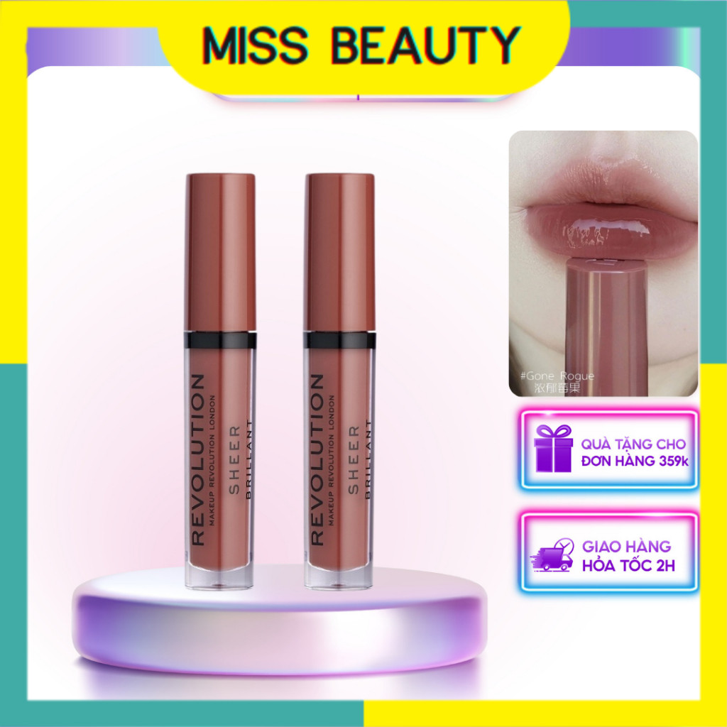 (Bill UK - Có sẵn) Son bóng căng mọng môi Revolution Sheer Lip #124 Rouge Gone (Anh quốc)