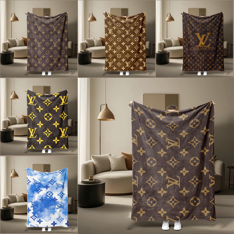 Thương Hiệu LouisVuitton Họa Tiết Một Mặt In Hình Flannel Chăn Trang Trí Phòng Ngủ Quà Tặng Cho Bạn 