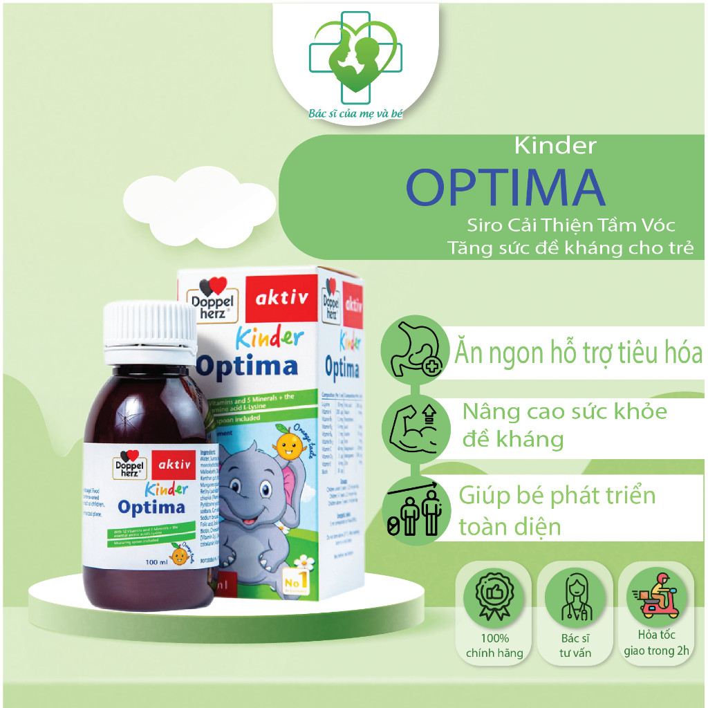 [ Chính Hãng] Siro ăn ngon, cải thiện tầm vóc cho bé Doppelherz Aktiv Kinder Optima (Chai 100ml)