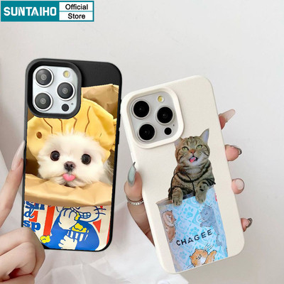 Suntaiho Vỏ Thời Trang Họa Tiết Chó Mèo Ốp lưng Iphone 16 15 14 13 12 11 Pro Max IP 7 8 Plus Iphon X Xs XR Xs Max Silicon Mềm Cao Cấp Chống Sốc Ốp Lưng