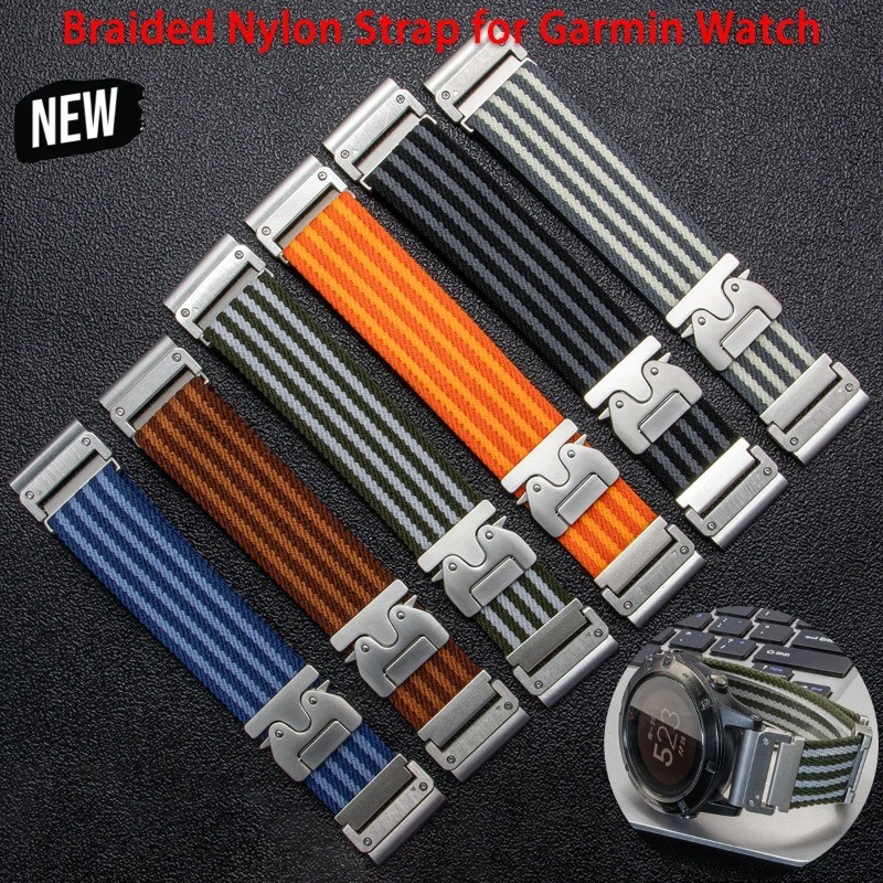Vòng tay Nylon bện tương thích cho Garmin Fenix 8 51mm 7 7X 6X Pro / Epix Pro Gen 2 47mm / Fenix6 5P