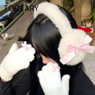 Găng tay dụng cụ, Bịt tai ấm áp mùa đông thoải mái Kawaii, Máy sưởi tai sang trọng mềm mại nơ